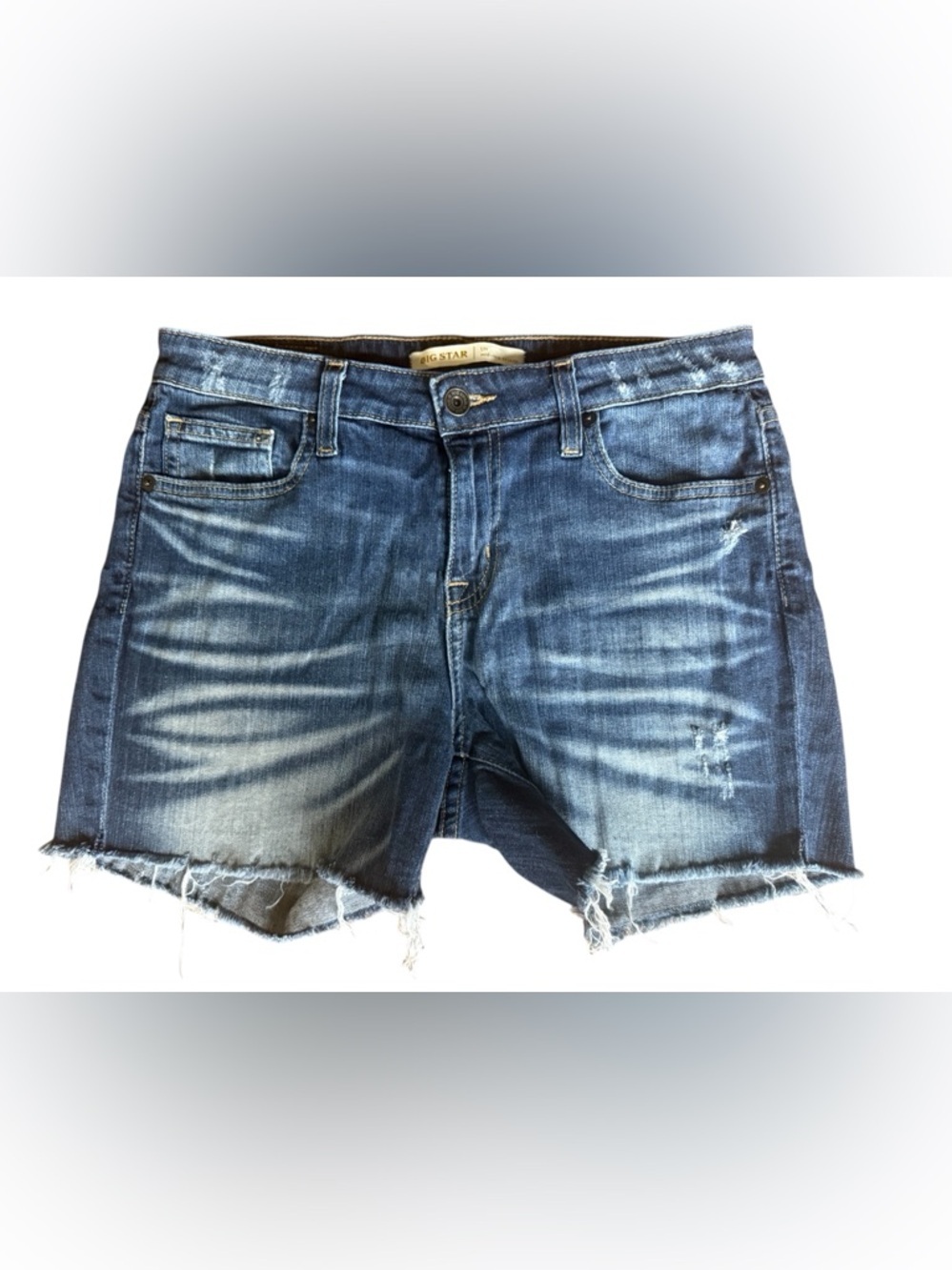 Big Star Liv Cutoff Denim Shorts Womens 28 Mid Rise Distressed Blue - Jorts